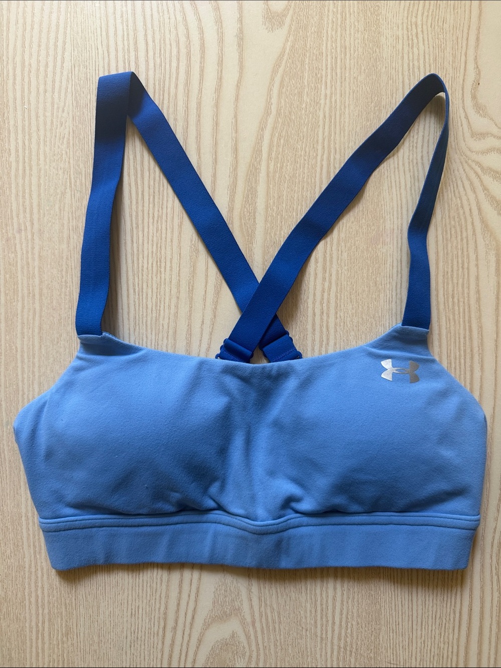 Under Armour Blue Crossback Sports Bra with Dark Blue Straps